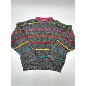 Vintage 80's 90's Gitano Knits Womens Size Medium Stripes Multicolored Rainbow